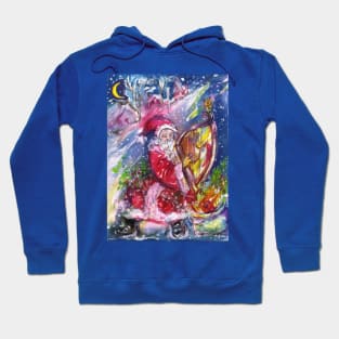 SANTA CLAUS PLAYING HARP IN MOON LIGHT Christmas Night Hoodie